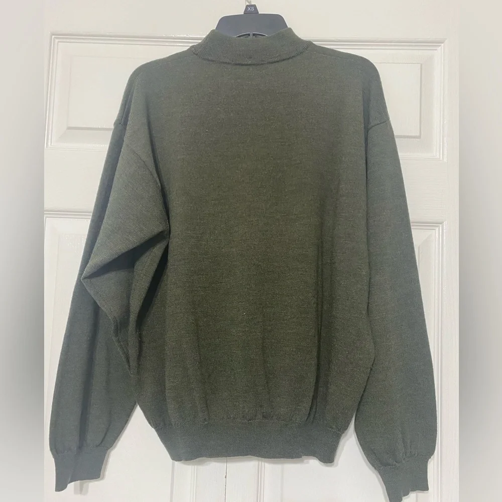 Brandini Men's Olive Green Mock Neck Sweater 100% Pure wool size XL